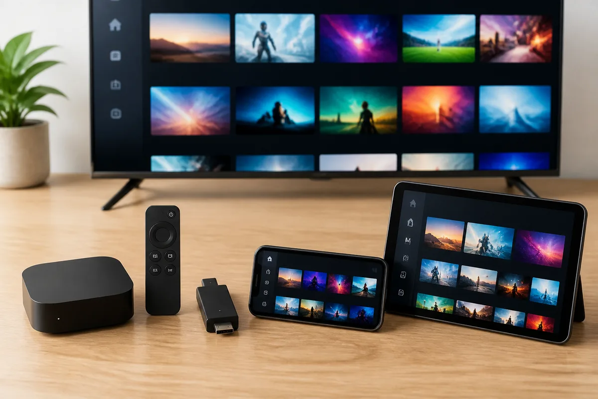 Best IPTV app abroad running on multiple devices — Apple TV, Fire TV Stick, Smart TV and mobile in an expat home